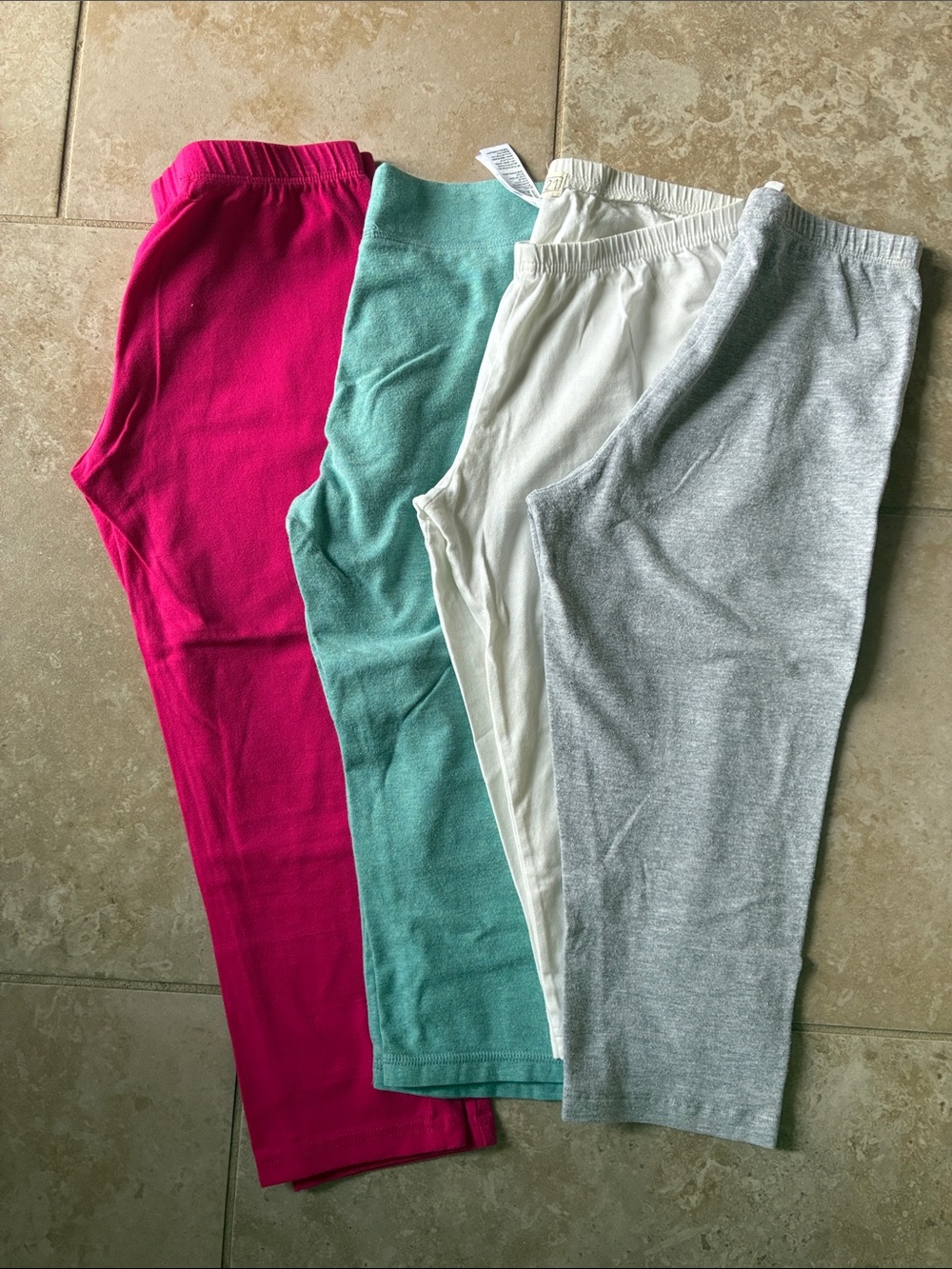 Girls' Stretch Capris 4-Pack - Hot Pink, Teal, Cream, Gray